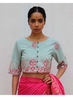 Chidiyaa - Paakhi From Eden Hand Block Printed Cotton Stitched Blouse