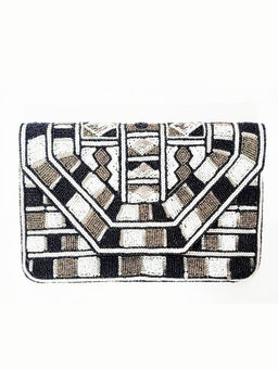 A Clutch Story - Black checks sequins Sling Clutch