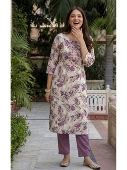 Surhi - Multi-Color Cotton Embroidered Regular Round Neck Kurta