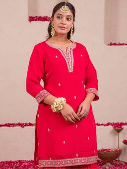 ARAMYA - Blended silk Straight Kurta for Women