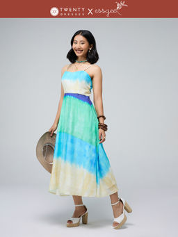 Twenty Dresses by Nykaa Fashion - Essgee Blue Strappy Fit and Flare Midi Dress