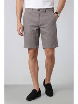 Peter England - Men Medium Grey Solid Regular Fit Casual Shorts