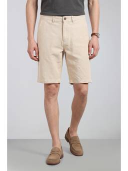 Peter England - Men Beige Solid Regular Fit Casual Shorts