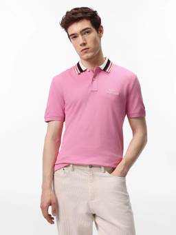Tommy Hilfiger - Pink Solid Regular Fit Cotton Polo T-Shirt