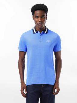 Tommy Hilfiger - Blue Solid Regular Fit Cotton Polo T-Shirt