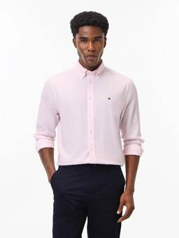 Tommy Hilfiger - Pink Solid Regular Fit Dobby Woven Shirt