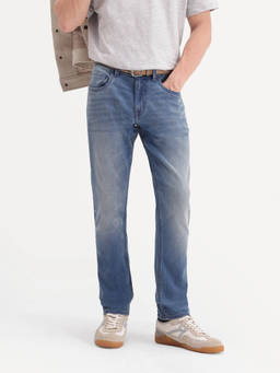 Rare Rabbit - Men Hawk Slim Dusky Blue Solid Jeans