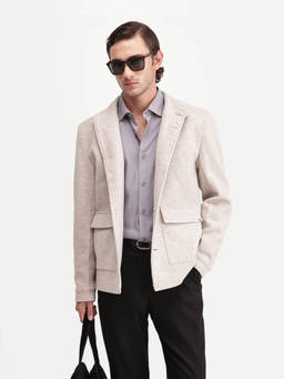 Rare Rabbit - Men Beige Solid High Neck Jacket