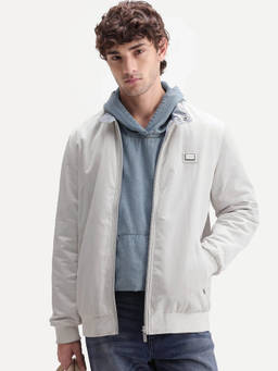 Rare Rabbit - Men Off White Solid High Neck Jacket