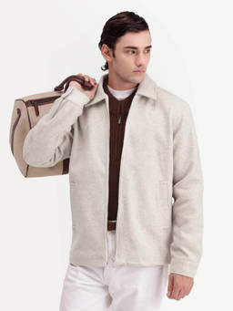 Rare Rabbit - Men Off White Solid Zip Front Jacket