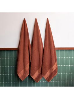 Himeya - 100% Bamboo Cotton Towels for Bath Leather Brown (Pack of 3)