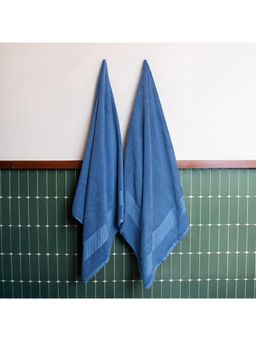 Himeya - 100% Bamboo Cotton Towels for Bath Nautical Blue (Pack of 2)