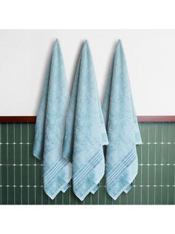Himeya - 100% Cotton Towels for Bath Crise Blue (Pack Of 3)