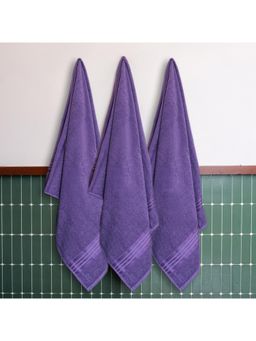 Himeya - 100% Cotton Towels for Bath Matt Purple (Pack Of 3)