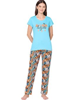 Bodycare - Womens Combed Cotton T-Shirt & Pyjama BSLS11009 Blue (Set of 2)