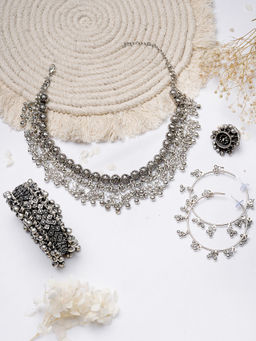 Teejh - by Joker and Witch Girija Silver Oxidised Jewelry Gift Set