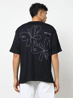 GAP - Men's Navy Blue Round Neck Oversized T-Shirt