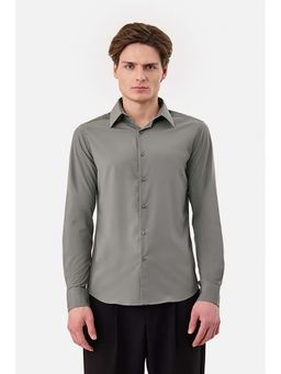 Snitch - Grey Solid Full Sleeves Slim Formal Shirt