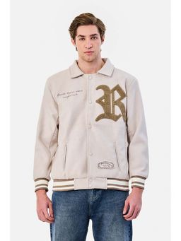 Snitch - Beige Embroidered Full Sleeves Regular Casual Jacket