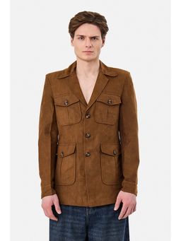 Snitch - Brown Solid Full Sleeves Regular Jacket
