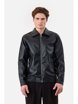 Snitch - Black Solid Full Sleeves Regular Casual Jacket