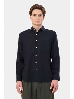 Snitch - Navy Solid Full Sleeves Regular Casual Shirt