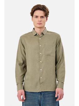Snitch - Green Solid Full Sleeves Regular Casual Shirt
