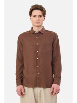 Snitch - Brown Solid Full Sleeves Regular Casual Shirt