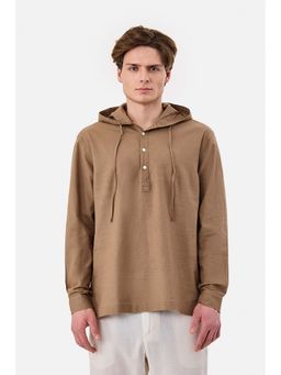 Snitch - Khaki Solid Full Sleeves Regular Casual Shirt