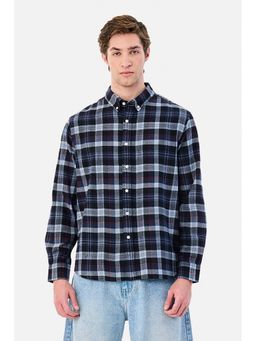 Snitch - Navy Checks Full Sleeves Regular Casual Shirt