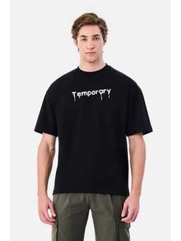 Snitch - Black Half Sleeves Oversized Casual T-Shirt