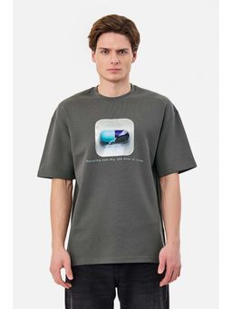 Snitch - Grey Graphic Half Sleeves Regular Casual T-Shirt