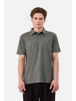 Snitch - Charcoal Grey Solid Half Sleeves Regular Casual T-Shirt