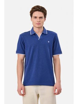 Snitch - Blue Solid Half Sleeves Regular Casual T-Shirt