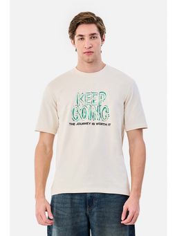 Snitch - Cream Half Sleeves Regular Casual T-Shirt