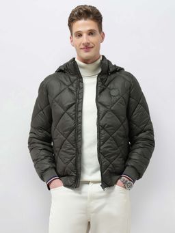 U.S. POLO ASSN. - Men's Olive Solid Regular Fit Puffer Jacket