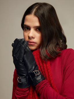 Twenty Dresses by Nykaa Fashion - Black Solid Buckle Gloves