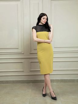 AAREIN - Mustard Solid Bodycon Formal Dress