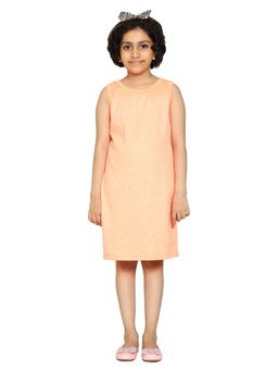 KiddoPanti - Girls Orange Cotton Racer Back Fit Dress