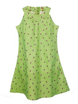 KiddoPanti - Girls Green Cotton Dress