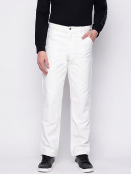 Guess - Men Salt White Regular Fit Solid Jeans