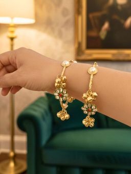 SUGARFRILL - Oxidised Silver- Plated Adjustable Ghungroo Bangles