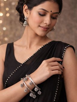 SUGARFRILL - Oxidized Silver-Plated Artisan-Crafted Bangles with Ghungroo Balls (2.6)