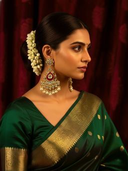 SUGARFRILL - 22K Gold Plated Handcrafted Designer Kundan Earrings For Bridal Wear