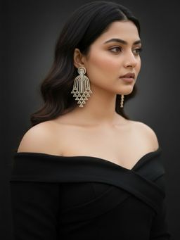 SUGARFRILL - 22K Gold Plated Handcrafted Designer Cz Cascading Tassel Earrings