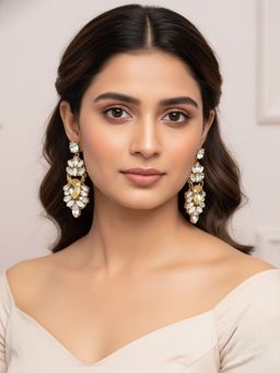 SUGARFRILL - Gold-Plated Yellow Stone and Crystal Drop Earrings
