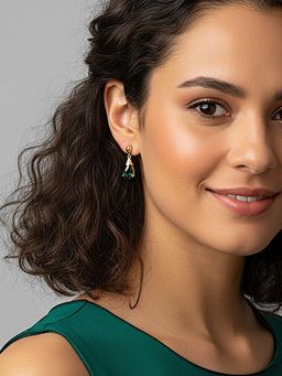 SUGARFRILL - Gold-Plated Green Stone Drop Earrings
