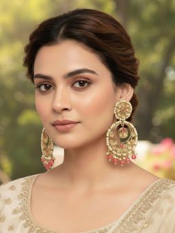 SUGARFRILL - 22K Gold Plated Traditional Kundan Earrings For Wedding And Bridal Wear