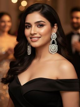 SUGARFRILL - Silver-Plated Designer Cz Statement Drop Earrings For Party And Wedding Wear