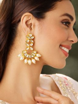 SUGARFRILL - 18K Gold Plated Kundan With Elegant Stone Earrings